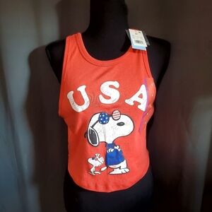 Snoppy Peanuts USA Crop Top Size XL NWT